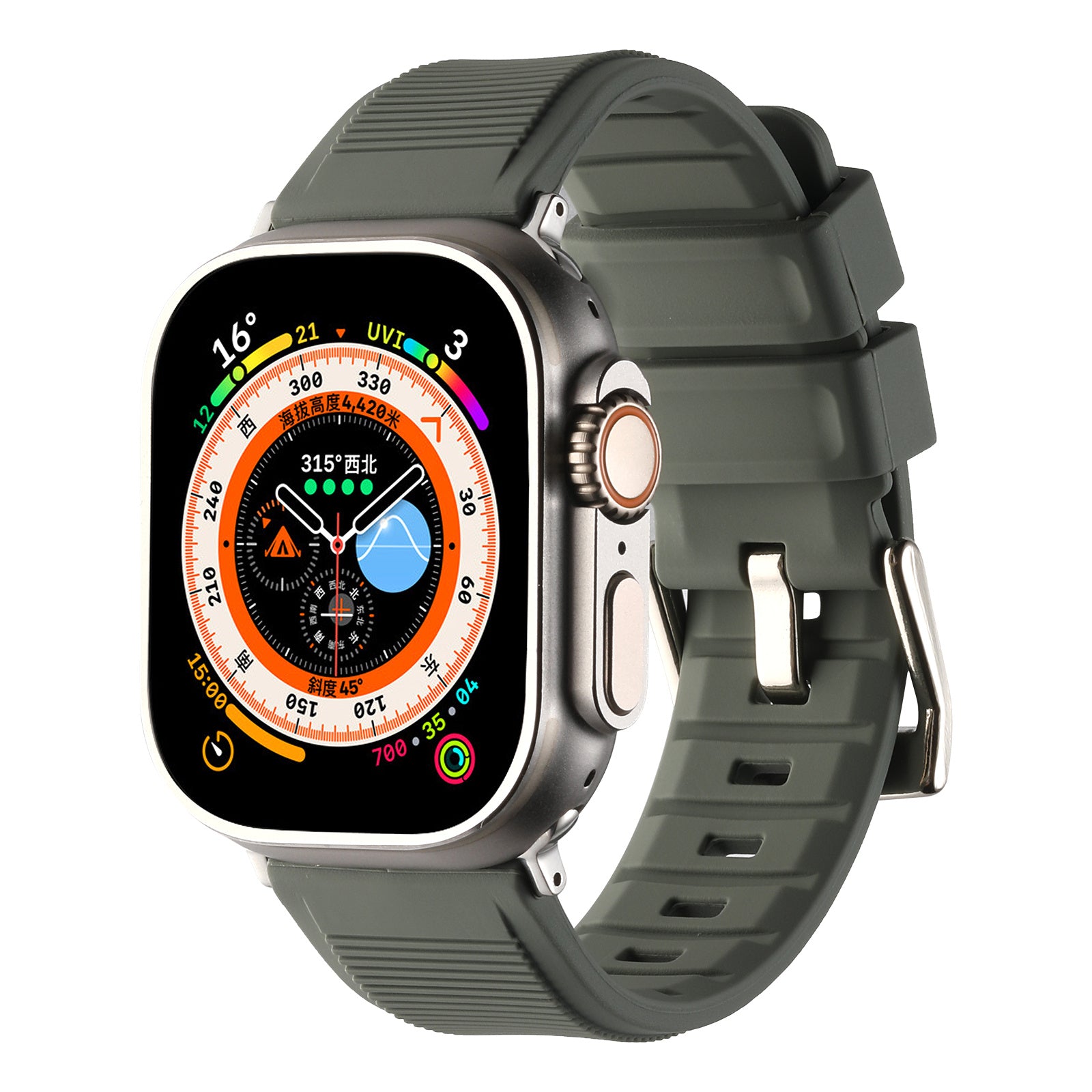 Uniqkart for Apple Watch Ultra 49mm / Series 8 7 45mm / 6 5 4 SE (2022) SE 44mm / 3 2 1 42mm Silicone Strap Dual Loop Watch Band - Dark Grey Uniqkart for Apple Watch Ultra 49mm / Series 8 7 45mm / 6 5 4 SE (2022) SE 44mm / 3 2 1 42mm Silicone Strap Dual Loop Watch Band - Dark Grey
